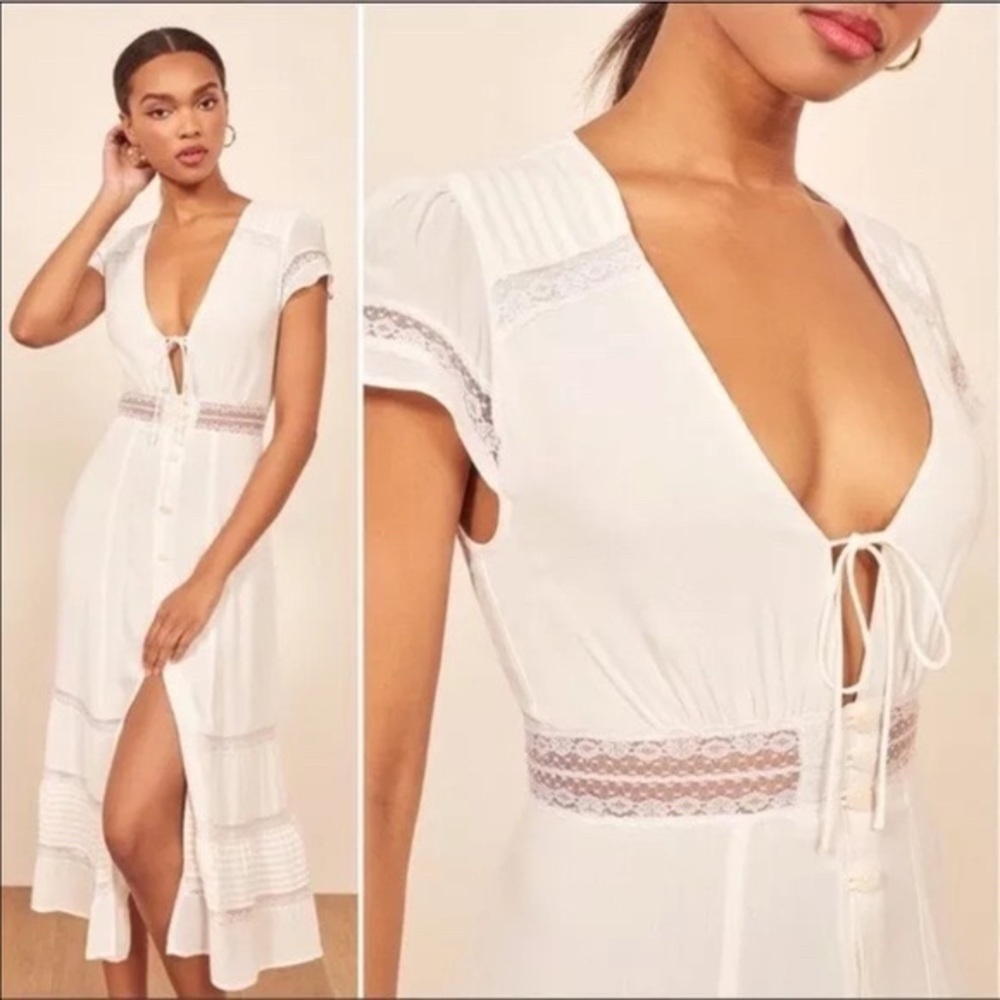 Reformation Garland dress white